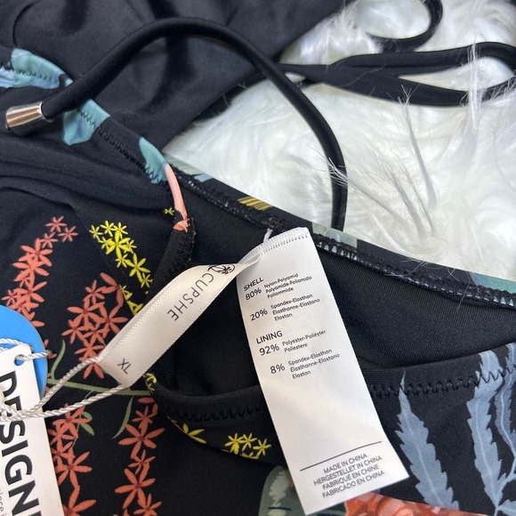 *Cupshe Ensley Floral and Black Cut-Out One Piece Swimsuit Size XL - Picture 4 of 7